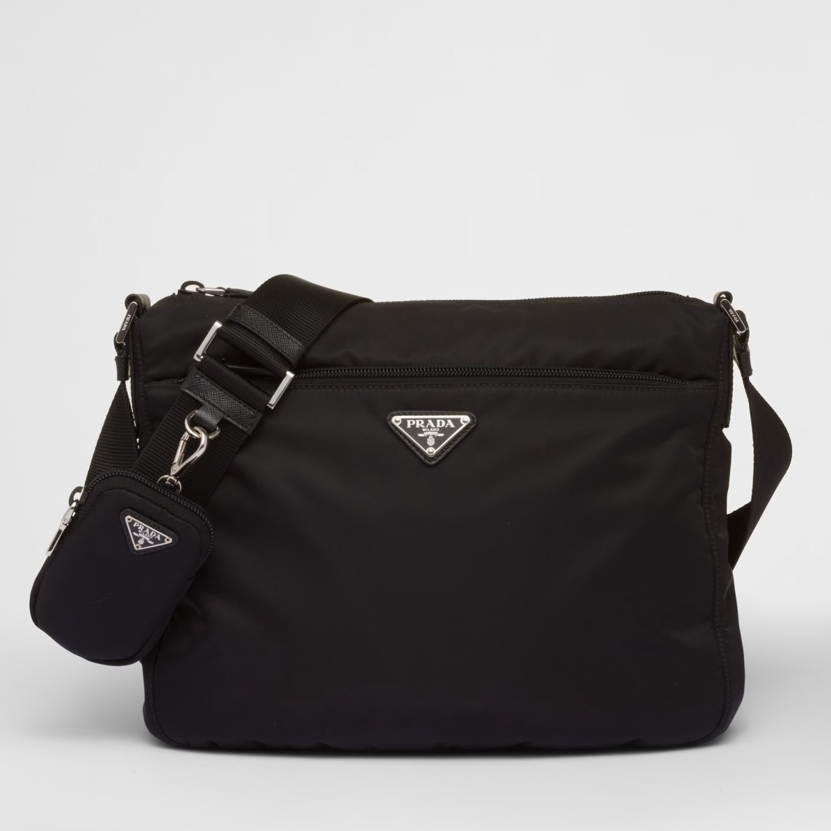 Pra*a crossbody bag in black re-nylon
