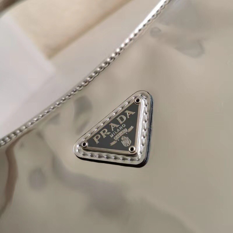 Pra*a cleo small shoulder bag in silver brushed leather