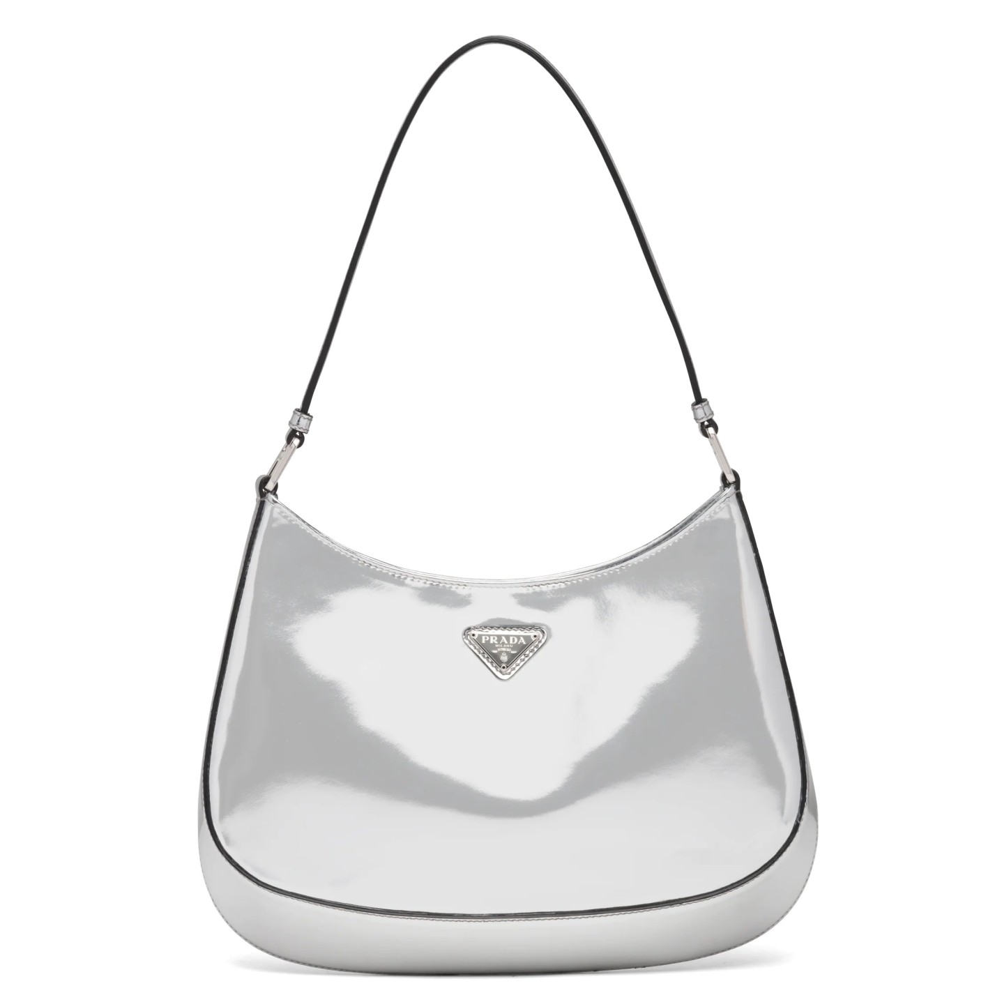 Pra*a cleo small shoulder bag in silver brushed leather