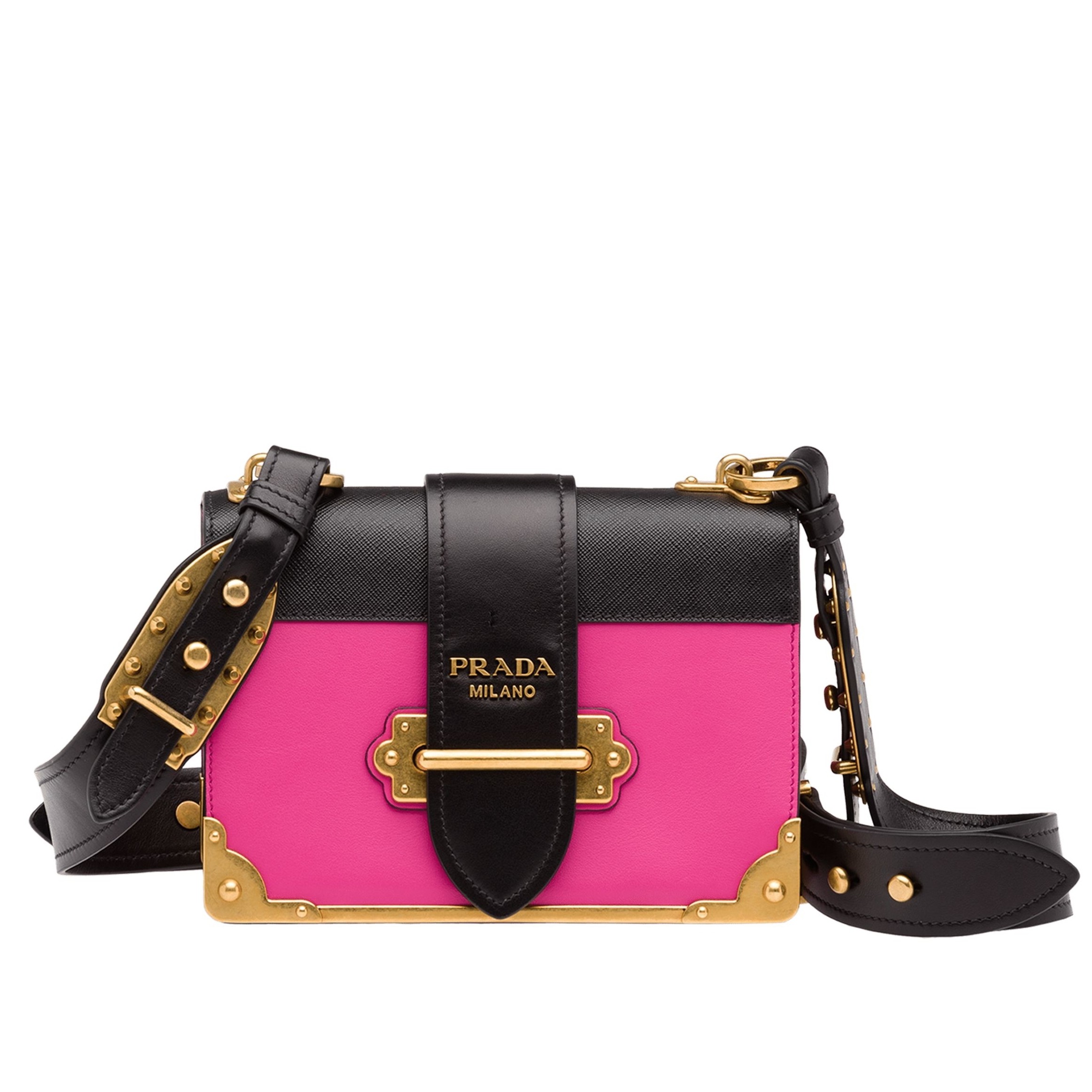 Pra*a cahier shoulder bag in pink/black leather