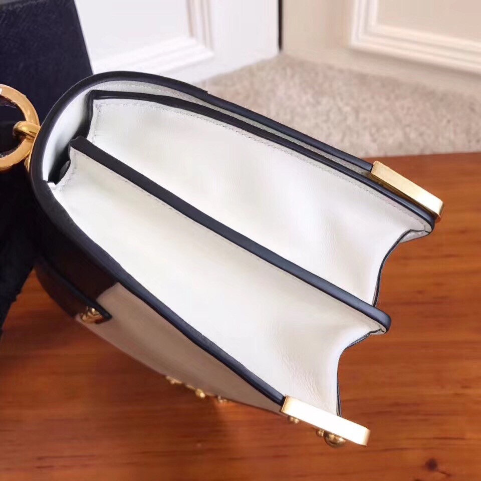 Pra*a cahier shoulder bag in white/black leather