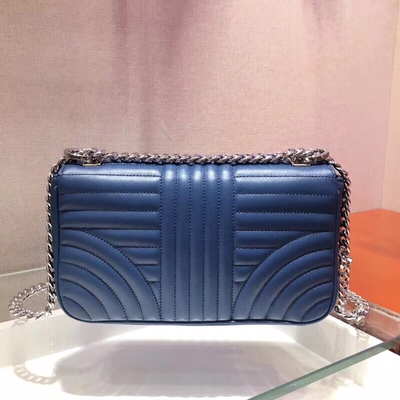 Pra*a diagramme flap bag in blue calfskin