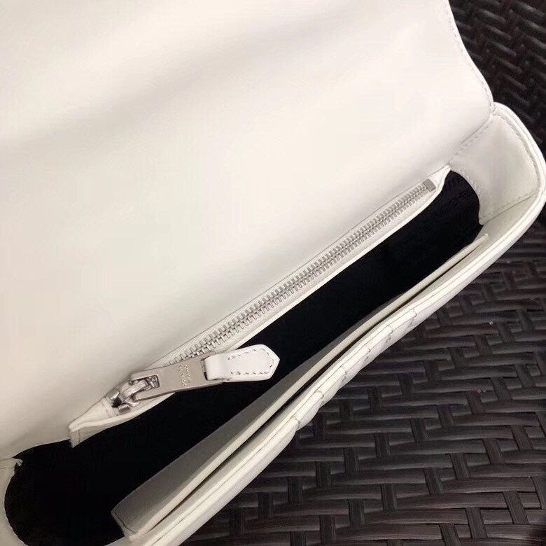 Pra*a medium diagramme flap bag in ivory calfskin