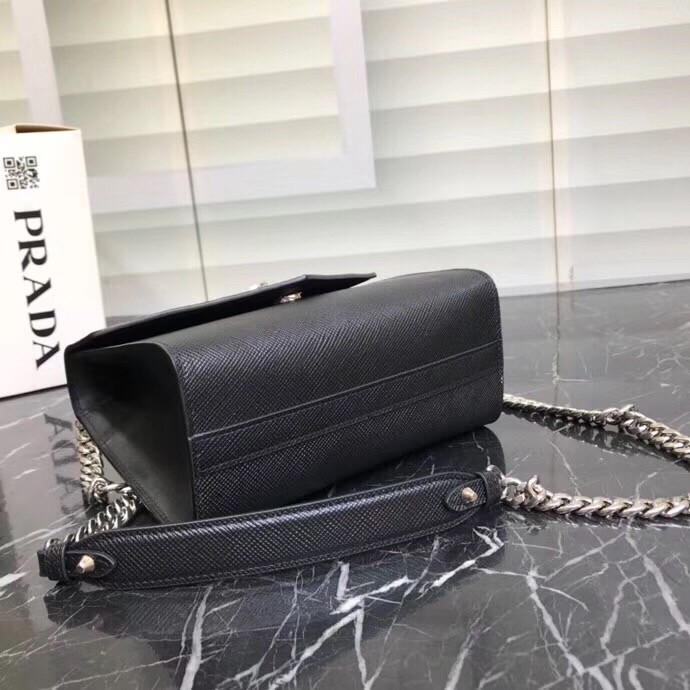pra*a so black monoCh*0me flap bag