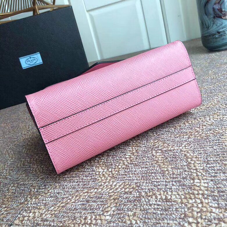 pra*a monoCh*0me flap bag in petal pink saffiano leather