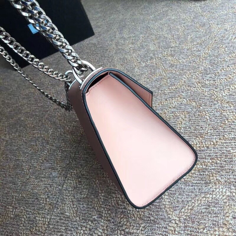 pra*a monoCh*0me flap bag in powder pink saffiano leather