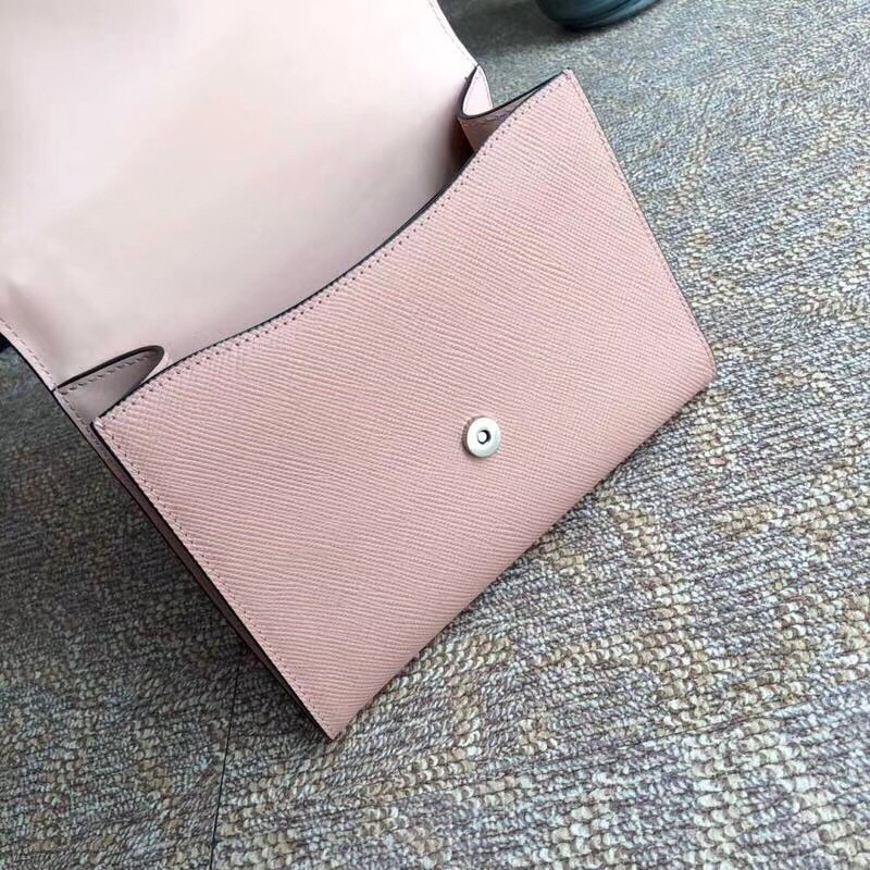 pra*a monoCh*0me flap bag in powder pink saffiano leather