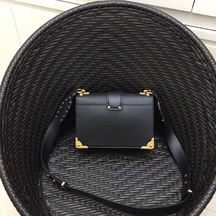 Pra*a large cahier bag in black leather