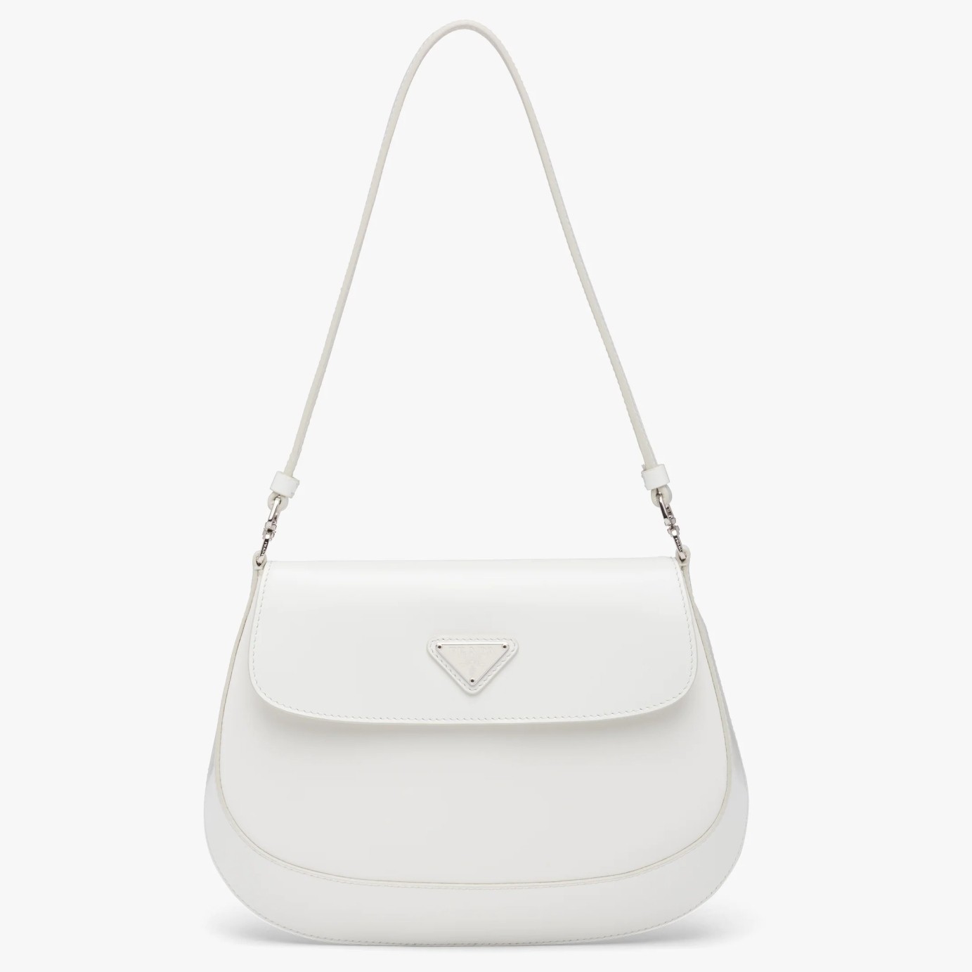 Pra*a white brushed leather cleo shoulder bag with flap