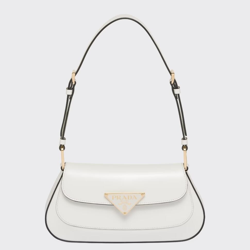 Pra*a shoulder bag in white brushed calfskin
