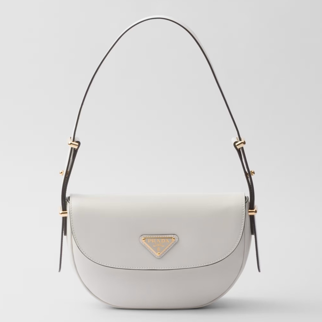 Pra*a arque shoulder bag with flap in white leather