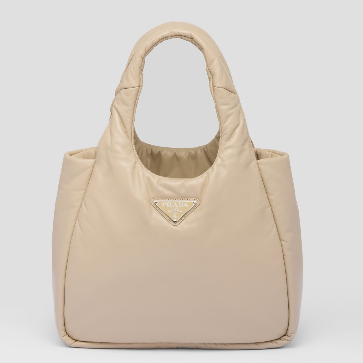 Pra*a medium tote bag in beige nappa leather