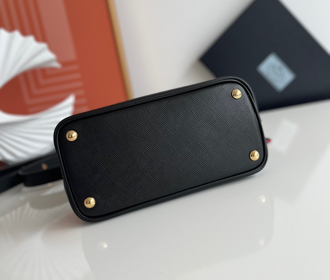 Pra*a double mini bag in black saffiano leather