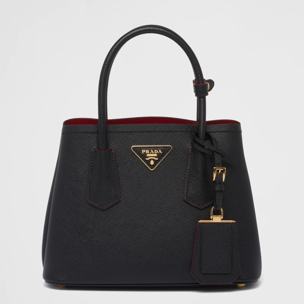 Pra*a double mini bag in black saffiano leather