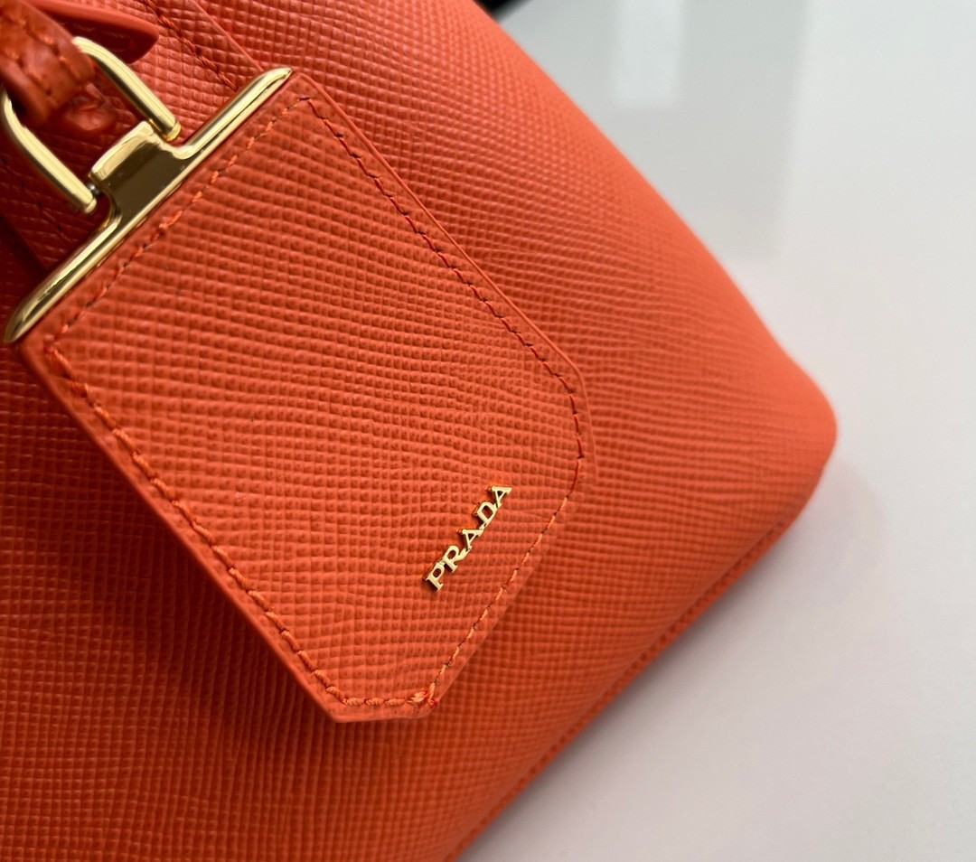 Pra*a double mini bag in orange saffiano leather