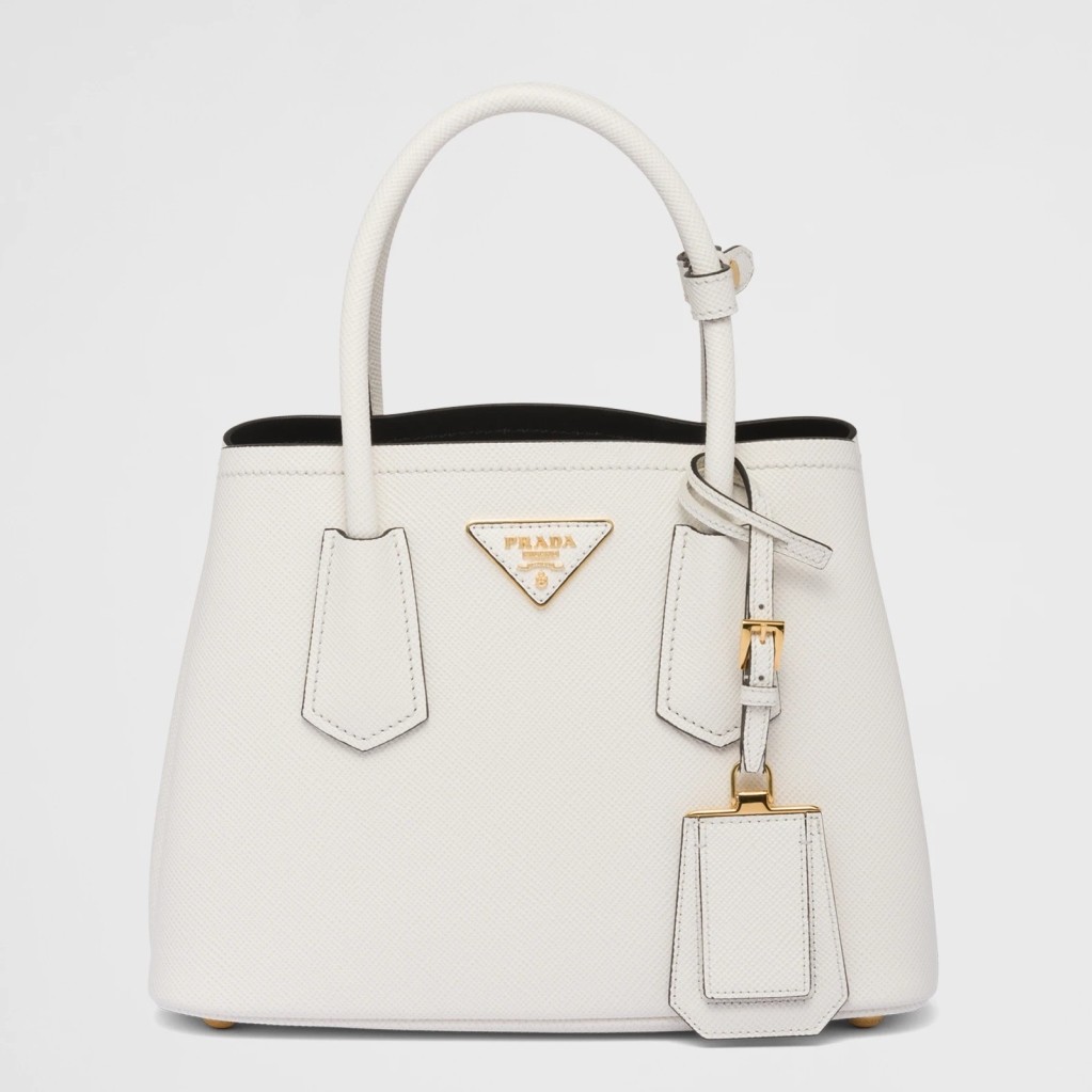 Pra*a double mini bag in white saffiano leather