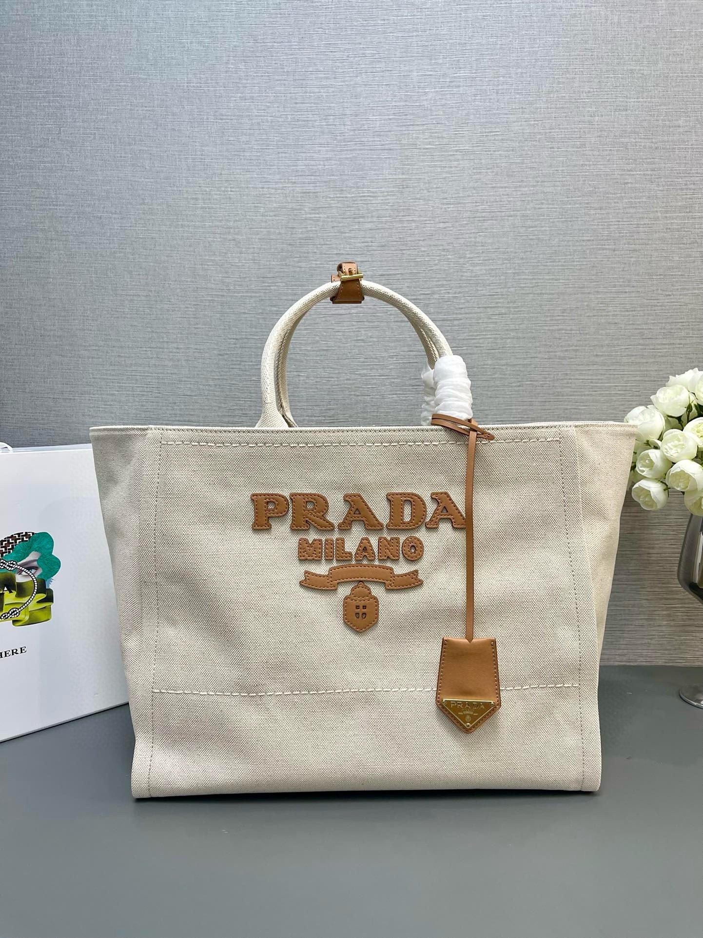 Pra*a large blend tote bag in linen