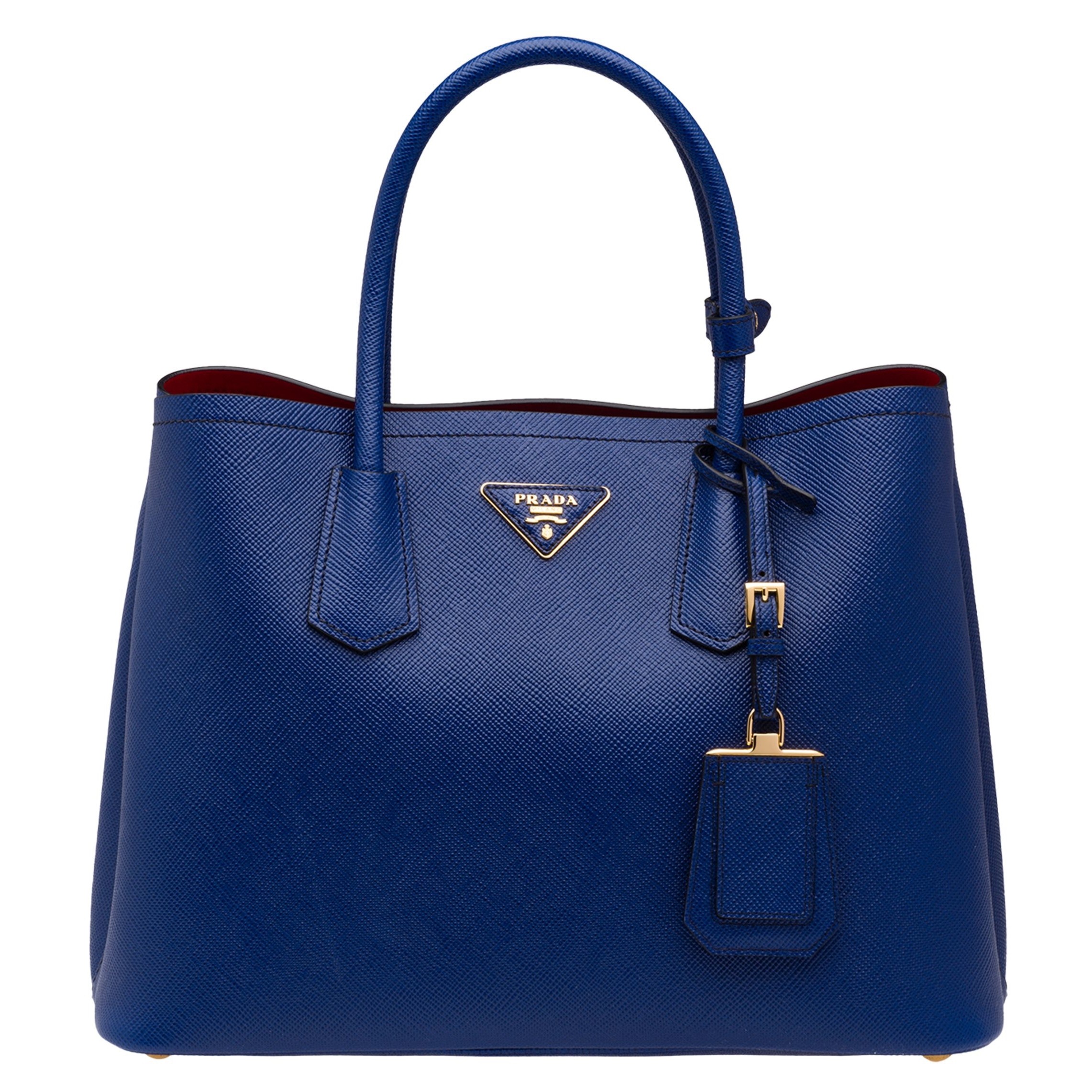 Pra*a blue saffiano double medium bag