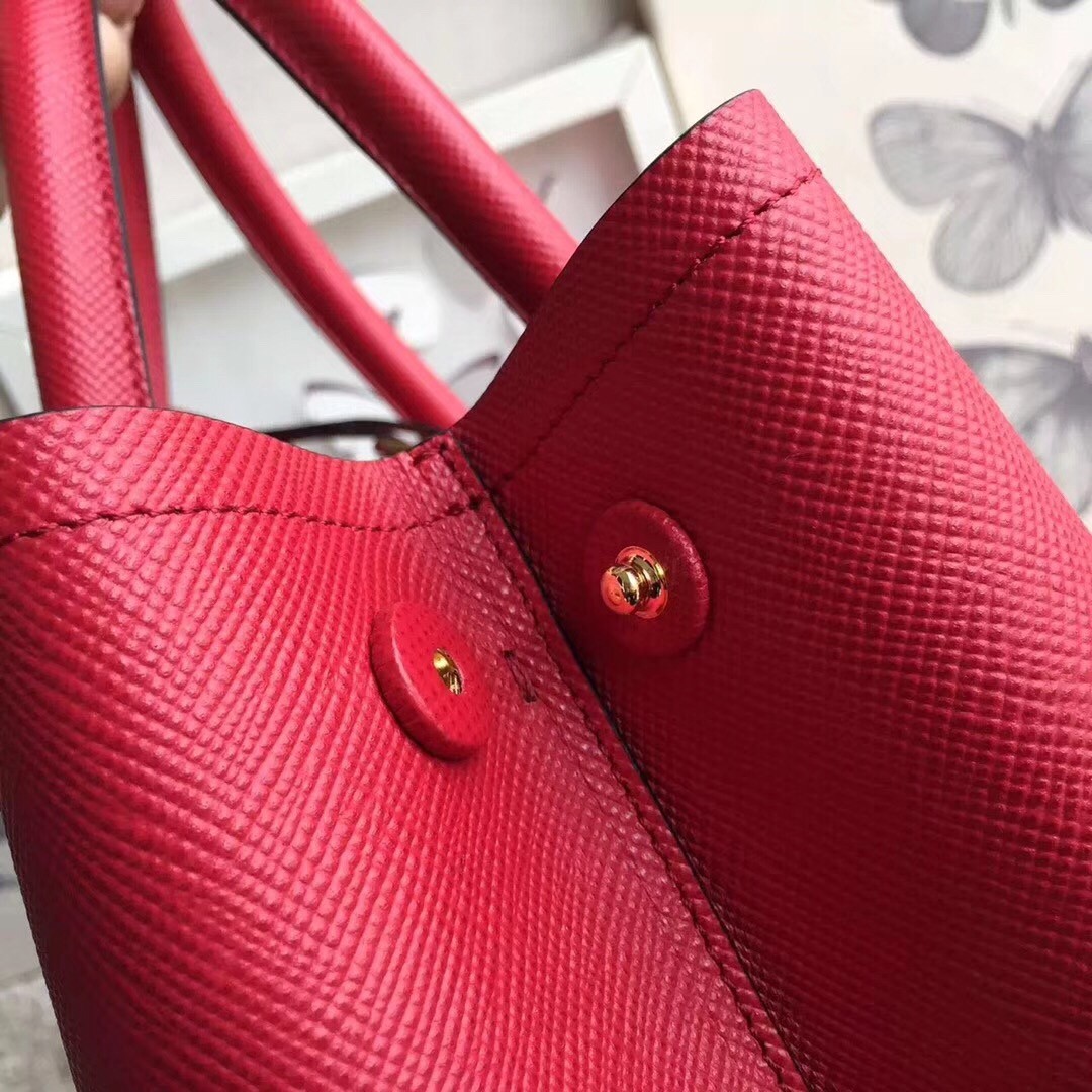 Pra*a red saffiano double medium bag