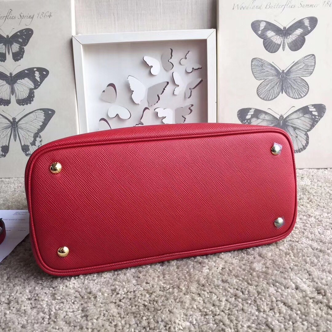 Pra*a red saffiano double medium bag