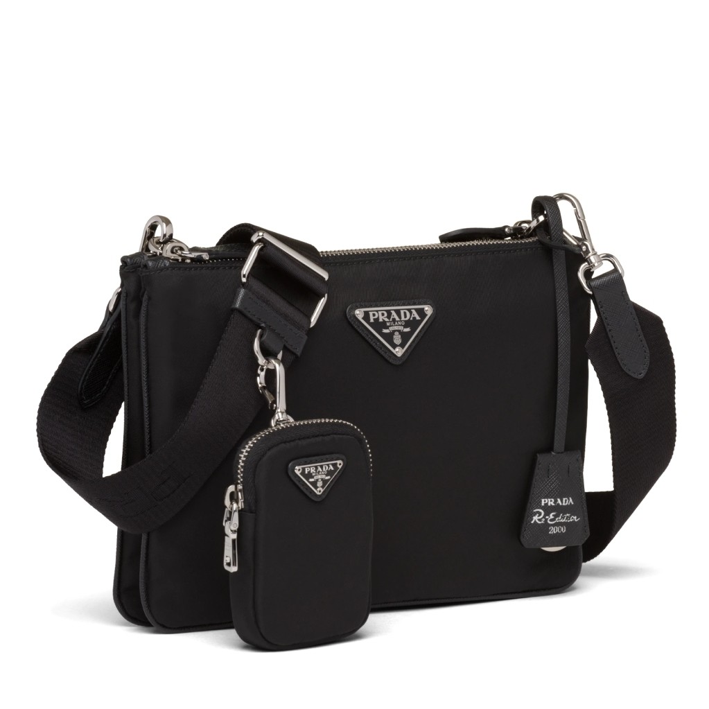Pra*a black nylon re-edition 2000 shoulder bag