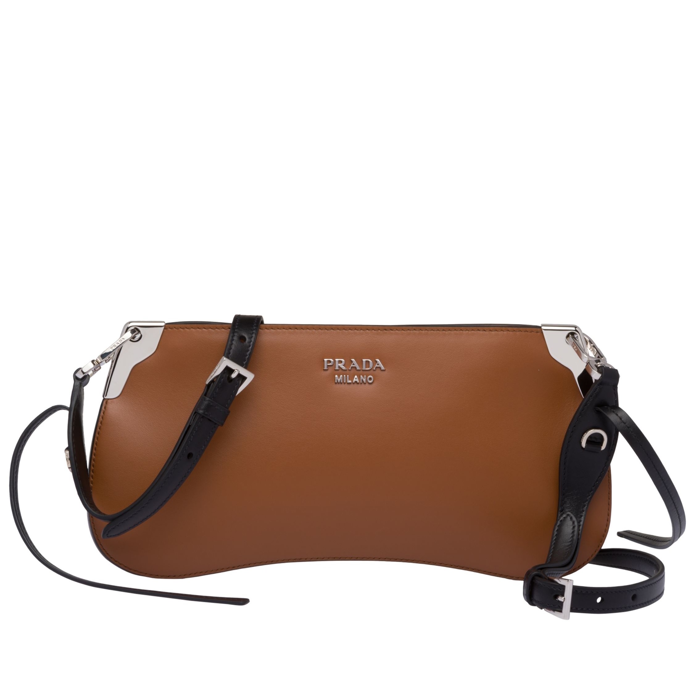 Pra*a brown sidonie leather shoulder bag