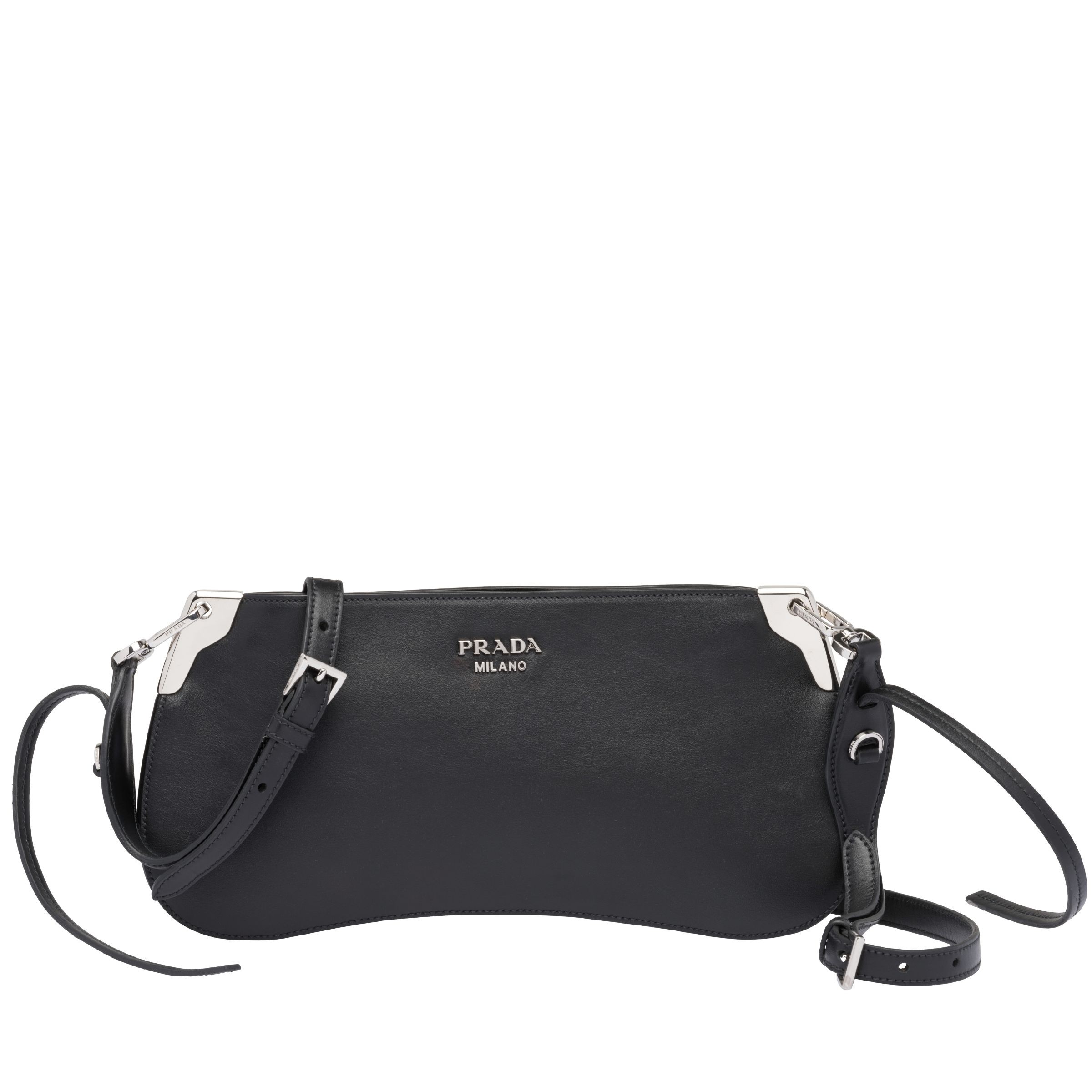 Pra*a black sidonie leather shoulder bag