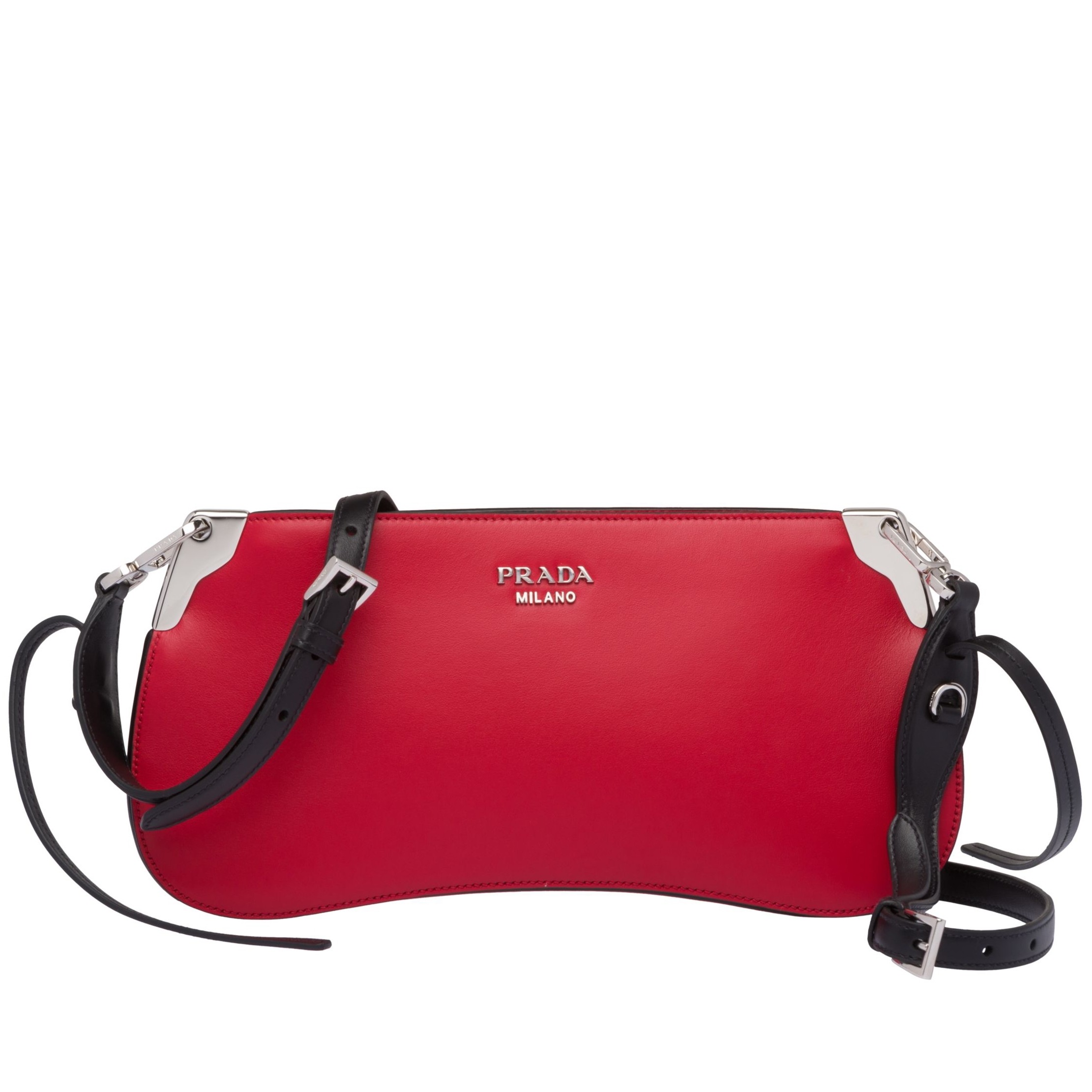 Pra*a red sidonie leather shoulder bag