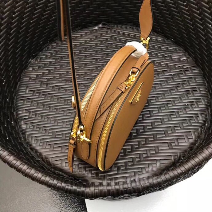 Pra*a odette camel saffiano leather bag