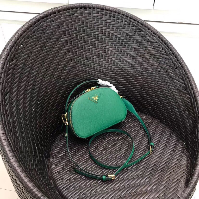 Pra*a odette green saffiano leather bag