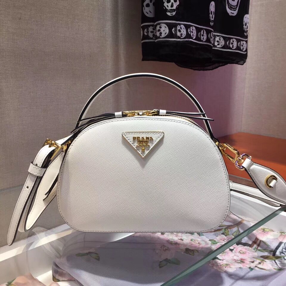Pra*a odette white saffiano leather bag