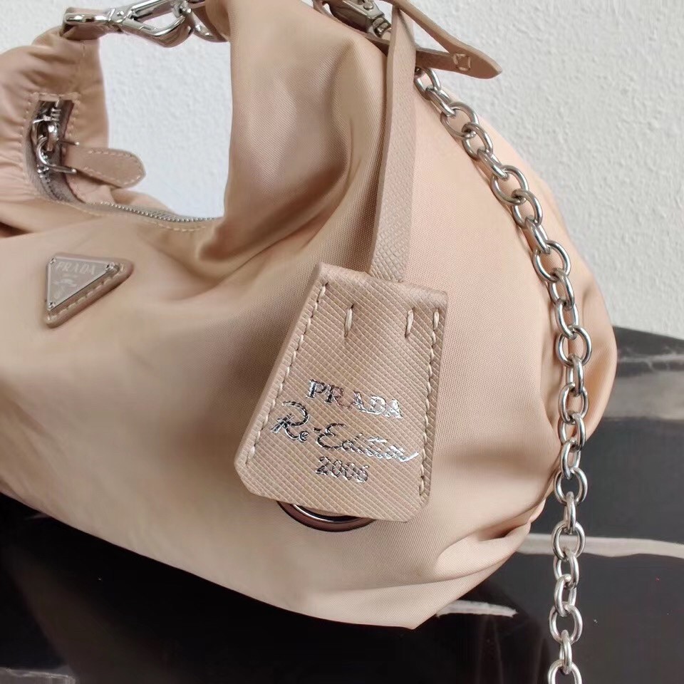 Pra*a beige nylon re-edition 2006 hobo bag