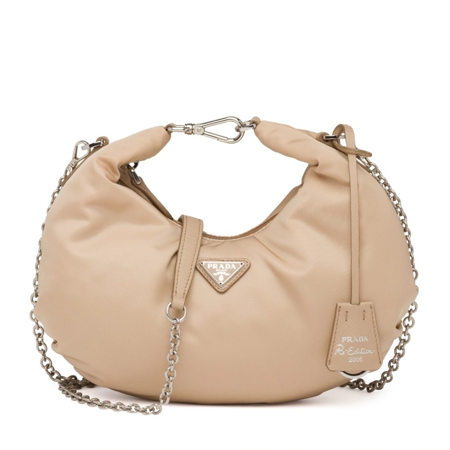 Pra*a beige nylon re-edition 2006 hobo bag