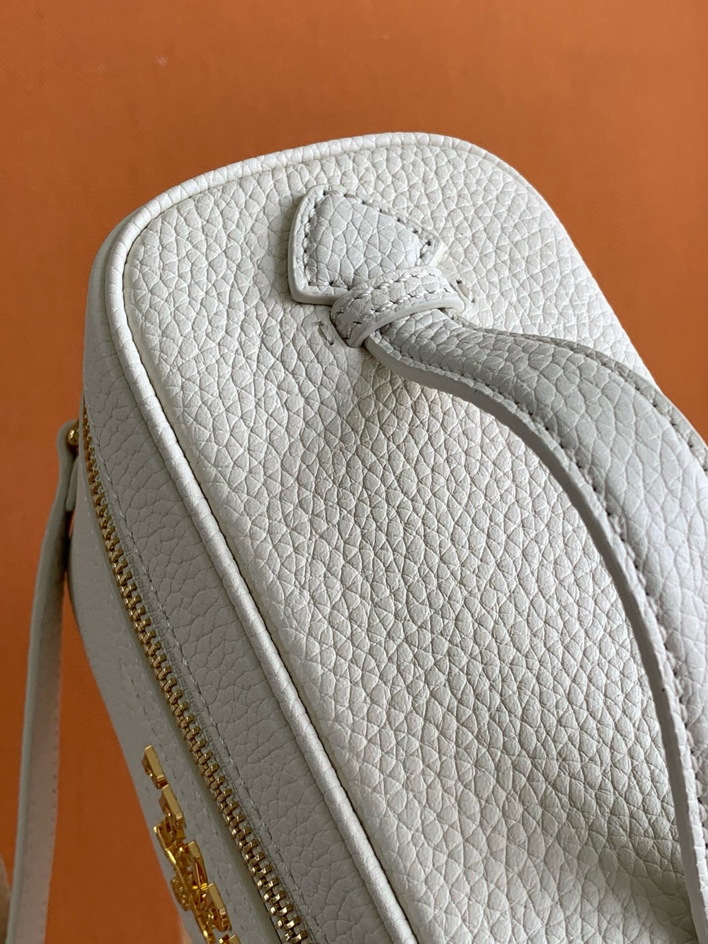 Pra*a mini vanity bag in white grained leather
