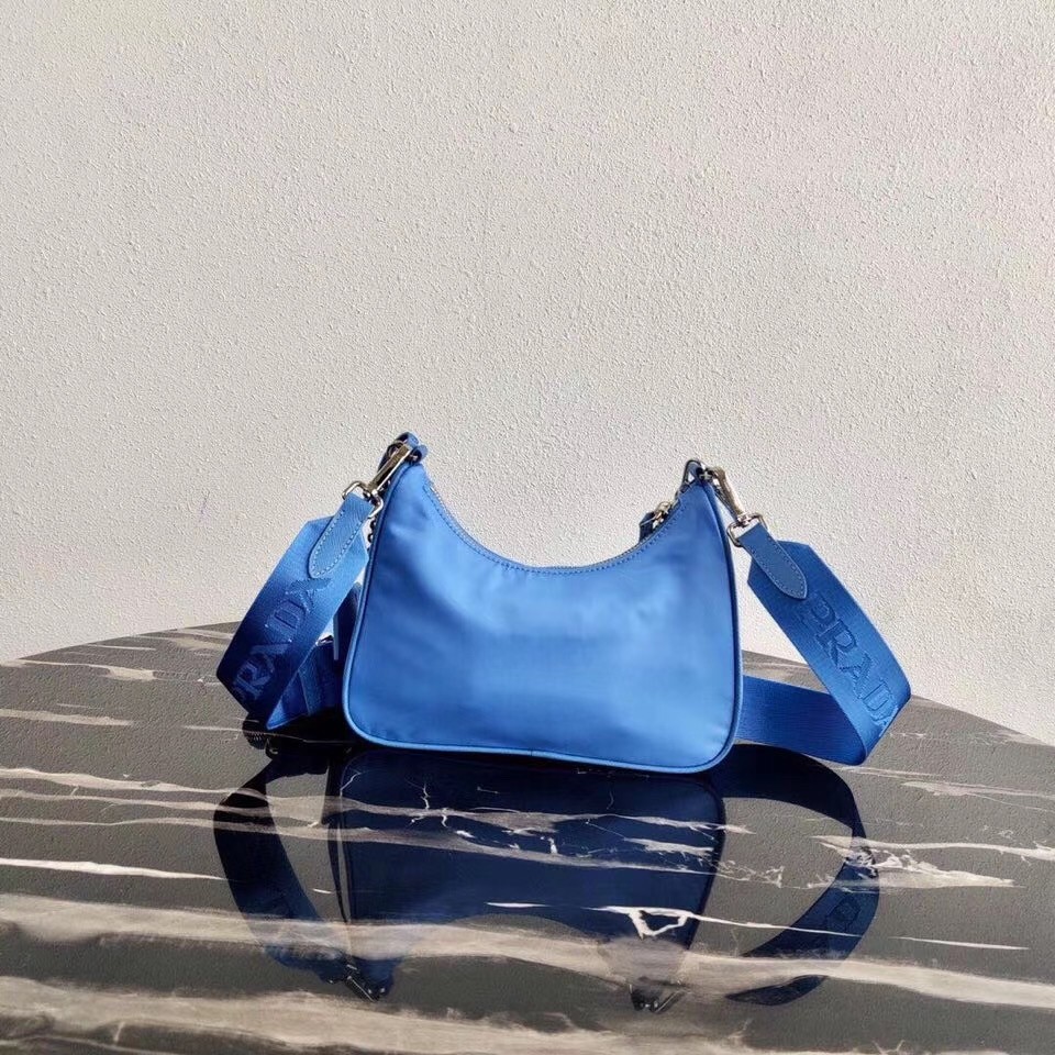 Pra*a periwinkle blue nylon re-edition 2005 shoulder bag