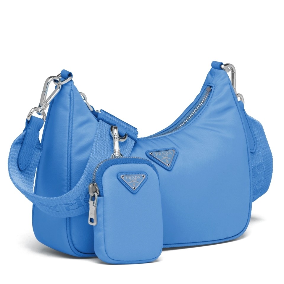 Pra*a periwinkle blue nylon re-edition 2005 shoulder bag