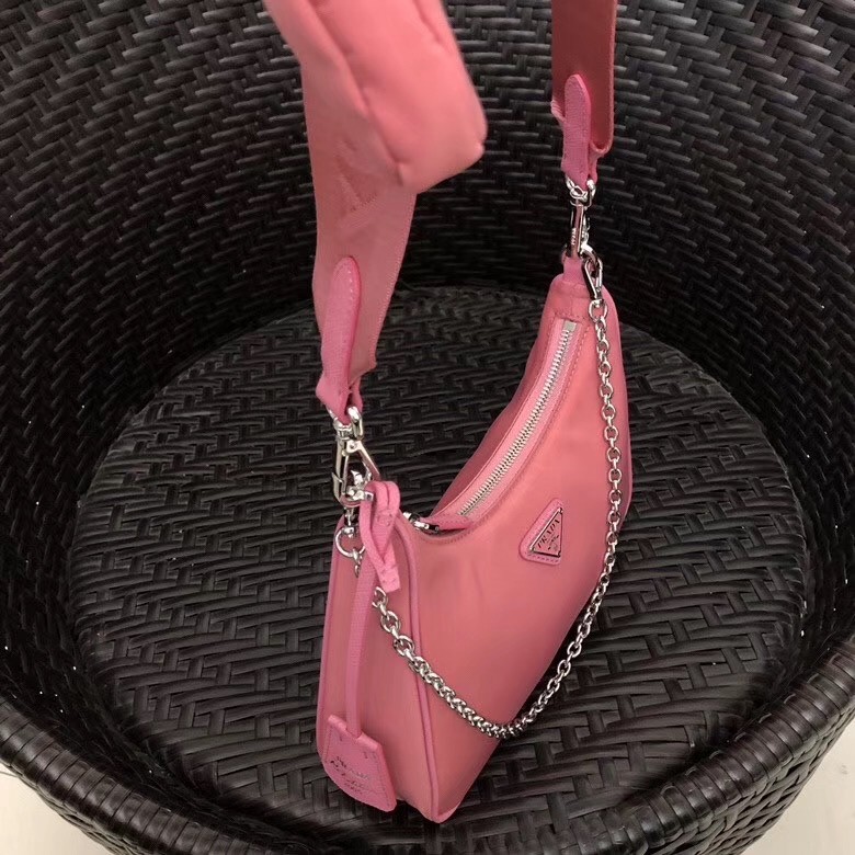 Pra*a re-edition 2005 shoulder bag in pink nylon
