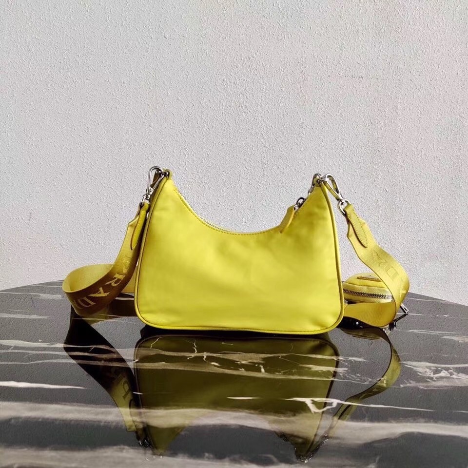 Pra*a pineapple yellow nylon re-edition 2005 shoulder bag