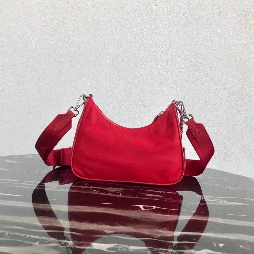 Pra*a red nylon re-edition 2005 shoulder bag