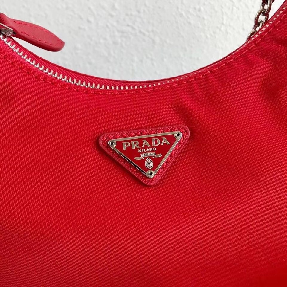 Pra*a red nylon re-edition 2005 shoulder bag