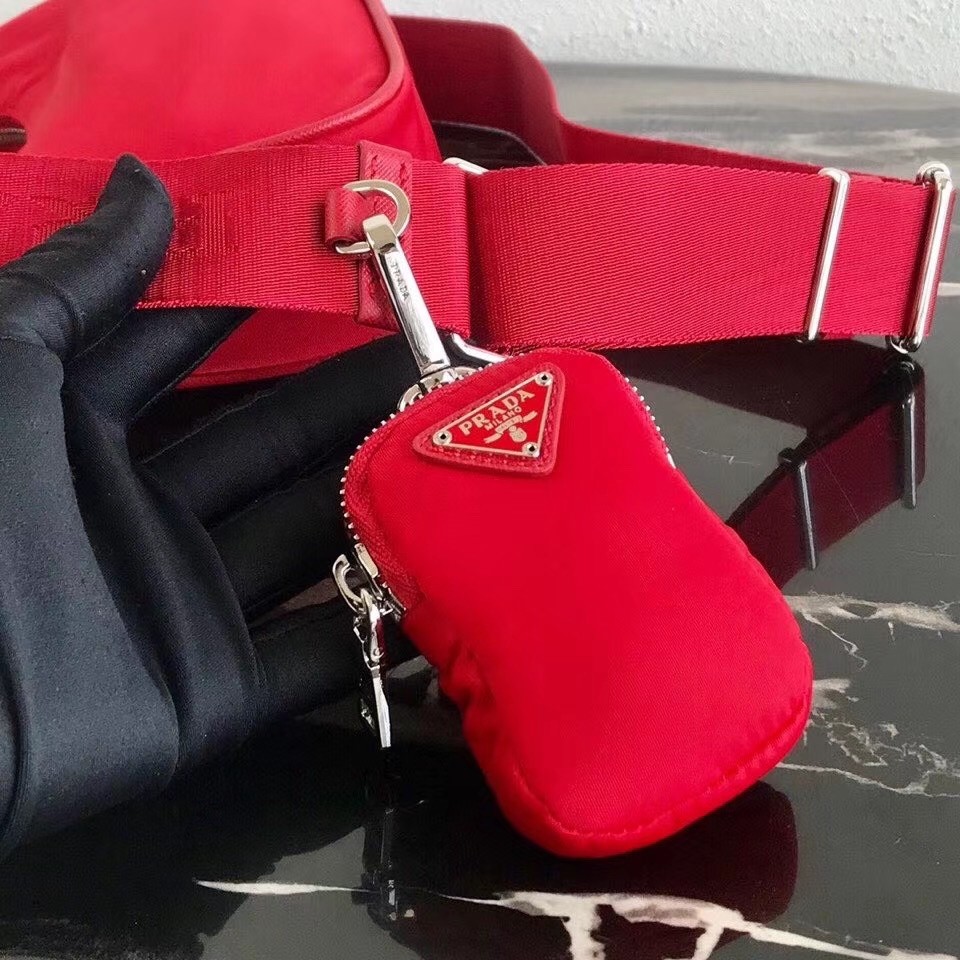 Pra*a red nylon re-edition 2005 shoulder bag