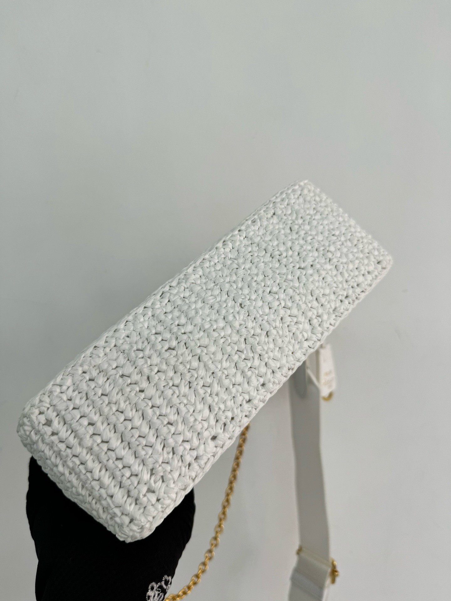 Pra*a re-edition 2005 crochet bag in white raffia