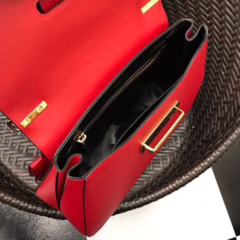 Pra*a red large sidonie saffiano leather bag