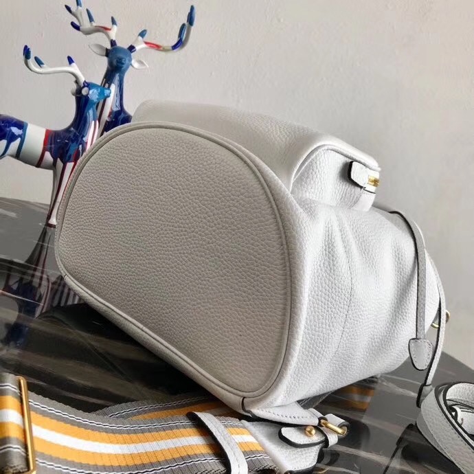 Pra*a backpack in white grained calfskin