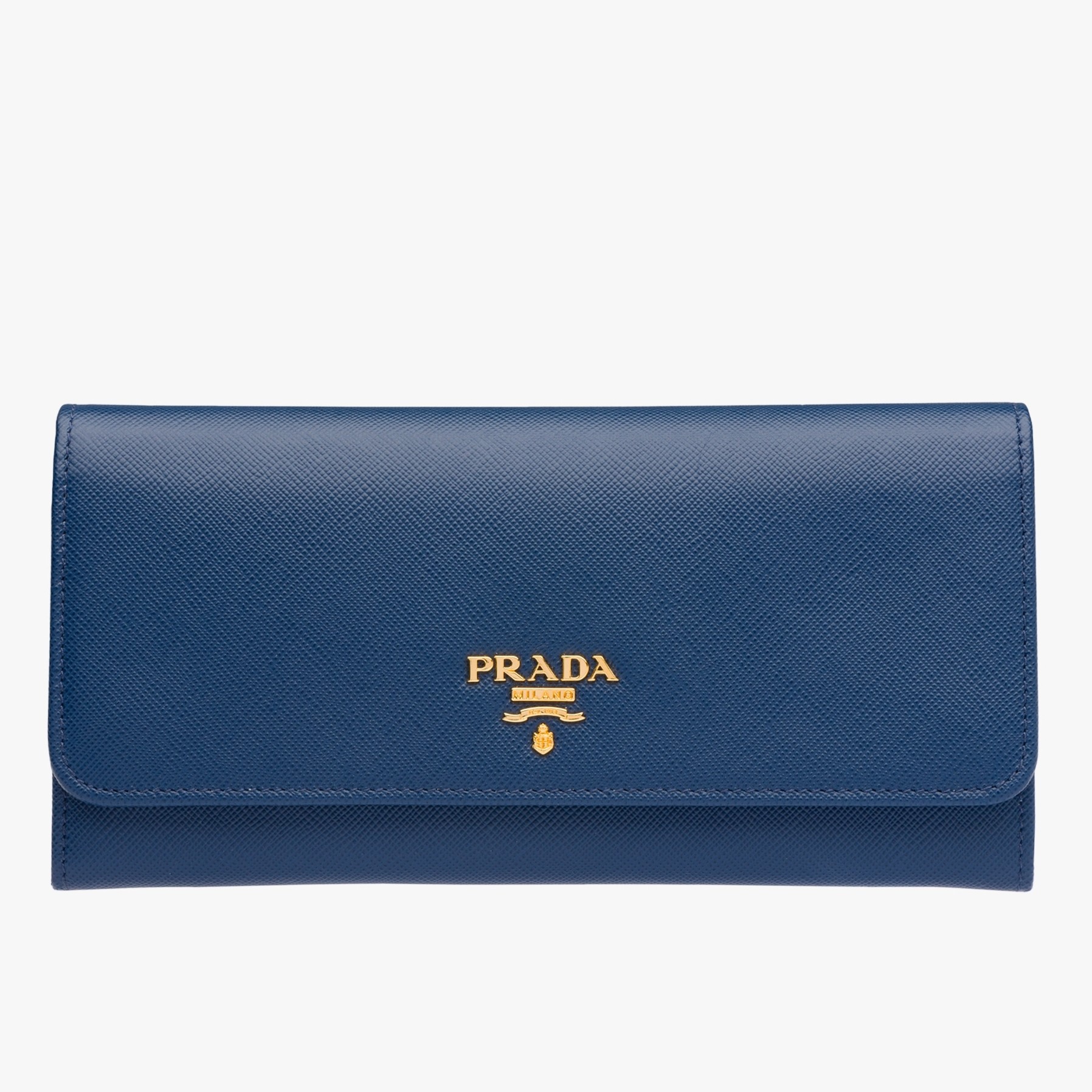 Pra*a continental wallet in blue saffiano leather