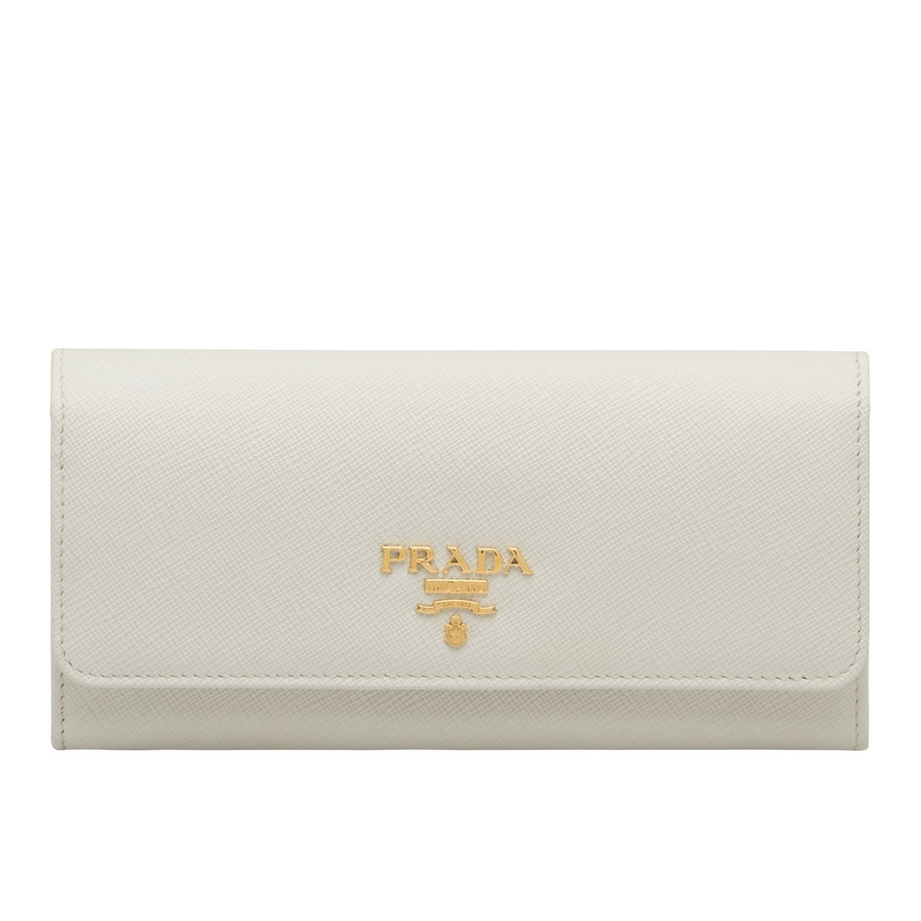 Pra*a continental wallet in white saffiano leather