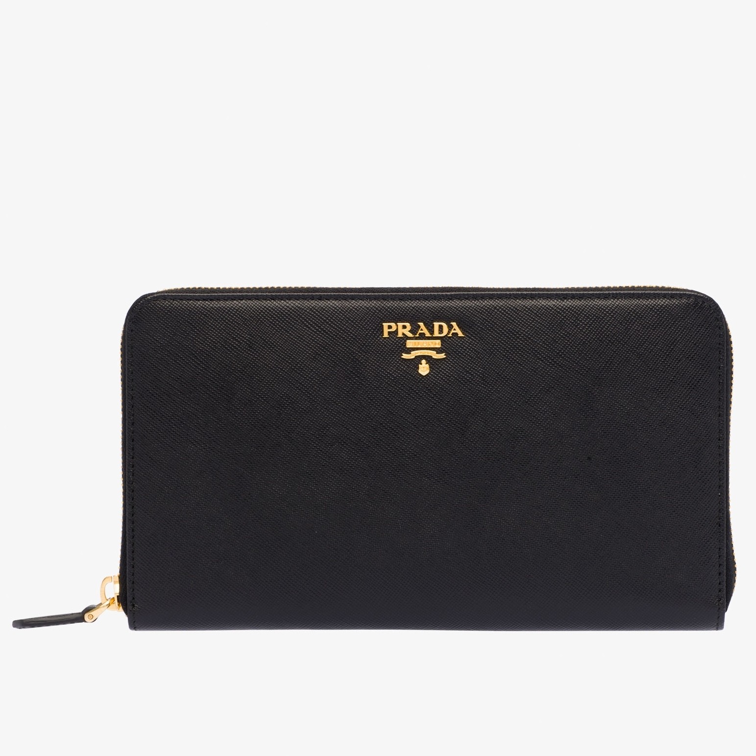 Pra*a large zipped wallet in black saffiano leather