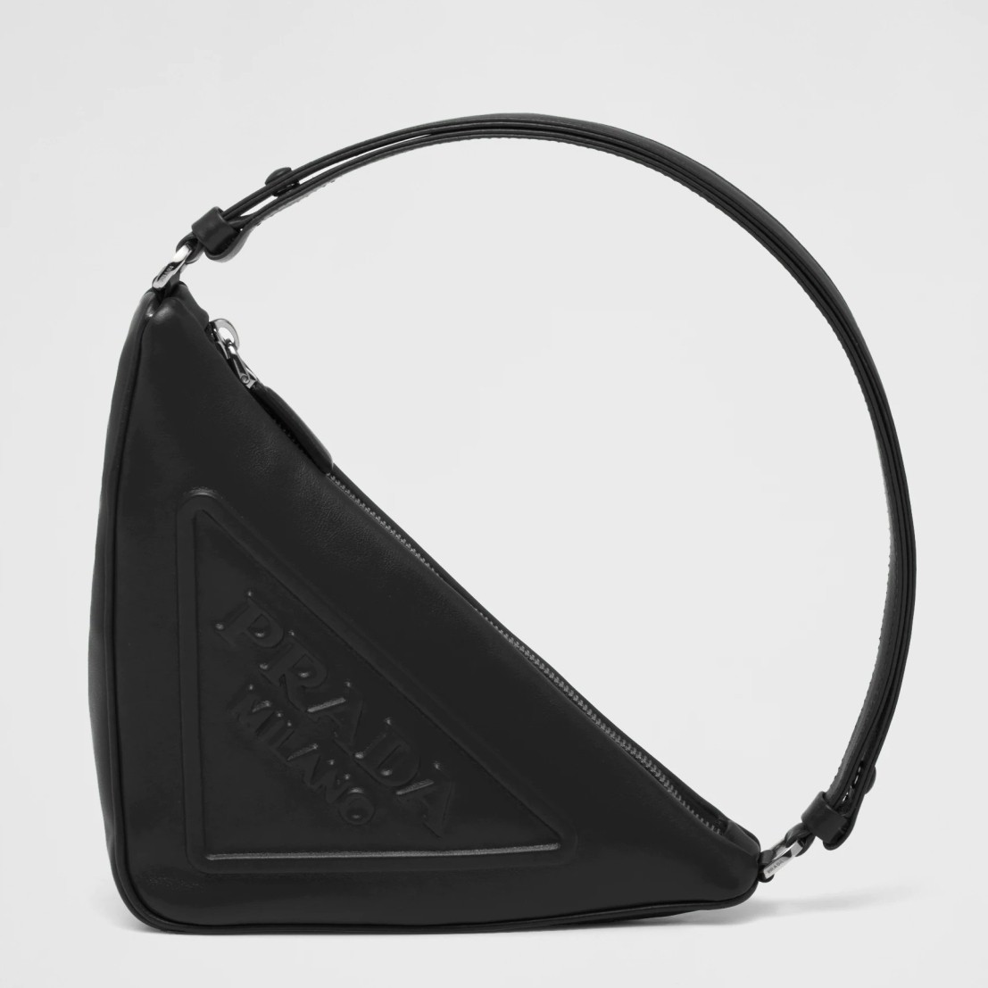 Pra*a triangle pouch bag in black leather