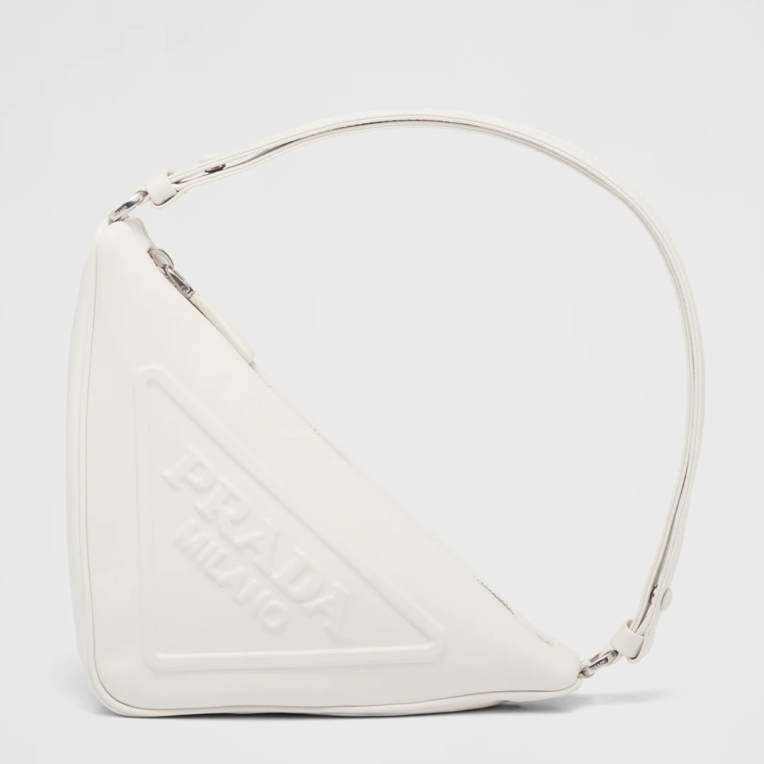 Pra*a triangle pouch bag in white leather