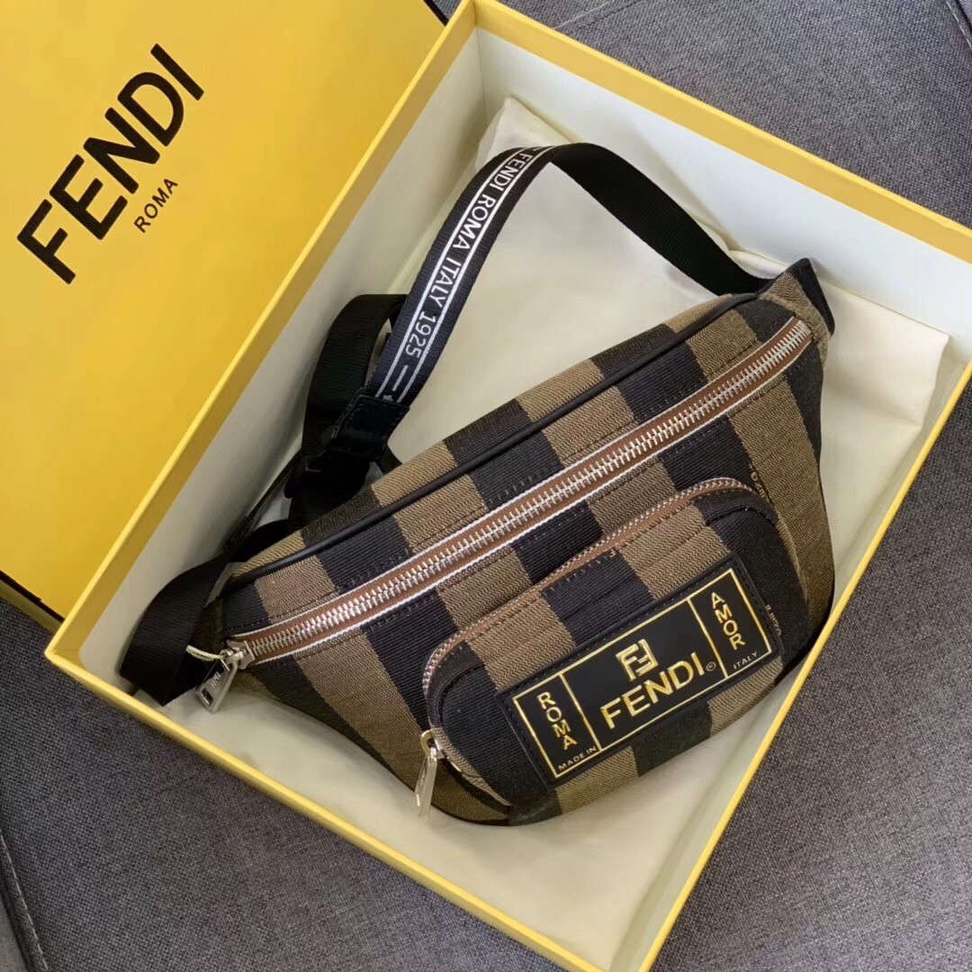 F**di belt bag in fabric with pequin striped motif